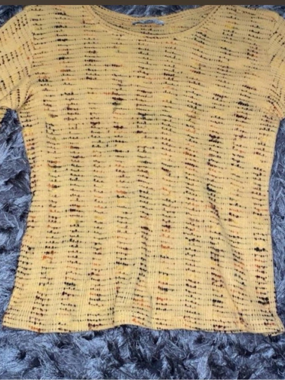 Zara Yellow Speckled Crew Neck Knit Top
